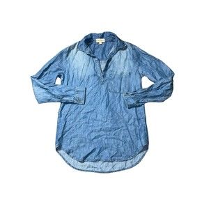 Cloth & Stone Etta Chambray Pullover Popover Tunic Shirt in Blue Size Small